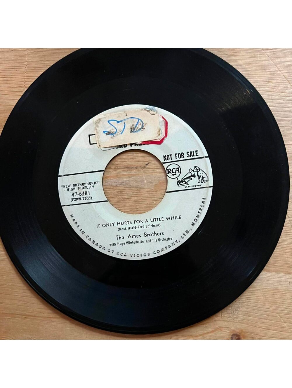 The Ames Brothers - It only Hurts for a Little While 45rpm VG+ R05